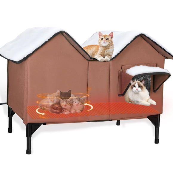 Casa para gatos GUZROK con calefacción para exteriores, resistente a la intemperie para invierno