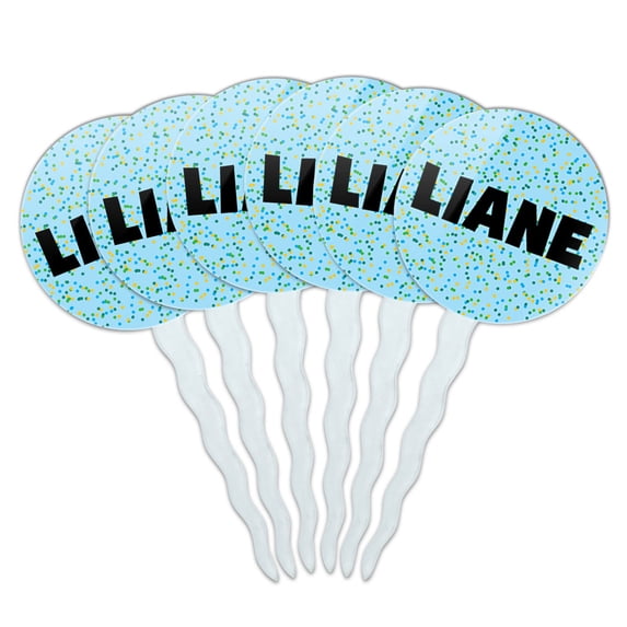 Liane Cupcake Picks Toppers - Set of 6 - Blue Speckles