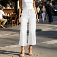 thumbnail image 6 of High Rise Slimming Jeans Washed Straight Leg Stretch Denim Pants Solid Color Elastic Waistband Button Zip Casual Trousers with Pockets, 6 of 8