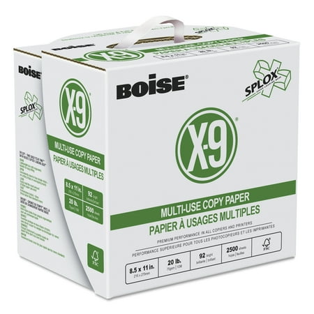 Boise X-9 SPLOX Multi-Use Copy Paper, 92 Bright, 20lb, 8-1/2x11, White, 2500/CT