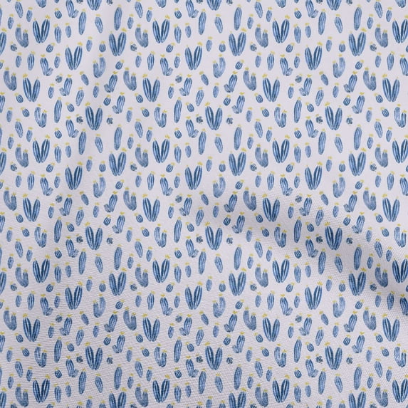 oneOone Polyester Spandex Medium Blue Fabric Cactus Dress Material Fabric Print Fabric By The Yard 56 Inch Wide