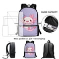 thumbnail image 4 of Uorisanigo Pink Axolotl School Bags for Girls 6-12 Backpack with Lunch Bag Water Bottle Sleeve and Soft Pencil Case 4PCS Set Bookbag with Front Pocket 17 inch School Bag, 4 of 7