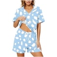 thumbnail image 2 of Dxzfnsa Womens Pajama Sets Short Sleeve Lounge Sets for Women Printed Jogger Pajama Set 2 Piece Pj Sets With Pockets S-2XL, 2 of 7