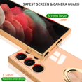 thumbnail image 3 of Compatible for Samsung Galaxy S23 Ultra Case with Ring Holder Kickstand [with Magnetic] Soft TPU Shockproof Electroplated Protective Phone Case for Galaxy S23 Ultra 5G Pink, 3 of 12