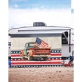 thumbnail image 5 of 4th of July RV Awning Sun Shade Screen 9'X15.3' Retro Truck American Flag Mesh Sunscreen Patriotic Star Stripes Awning Shade Screen with Zipper UV Blocker Completed Kits for RV Motorhome Camper, 5 of 7