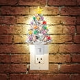 thumbnail image 2 of Ceramic Christmas Tree Night Light - Silver Plug-in Decorative Night Light with 28 Bulbs and Star Topper, 2 of 7