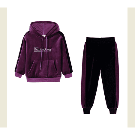 

ROAONOCOMO Kids 2PCS Pants Set Hoodie Letter Tops Long Pants Loose Tracksuit Set