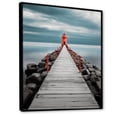 thumbnail image 2 of Designart "Grey Pier Red And painting II" Nautical & Beach Floater Framed Wall Decor, 2 of 7