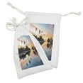 thumbnail image 2 of Tropical Fabric Pouch Set of 2, Tropical Sunset Moorea French Polynesia Reflection Resort Scenic Waterscape, Drawstring Bag for Toiletries Masks and Favors, 9" x 6", Yellow Coral Blue, by Ambesonne, 2 of 2
