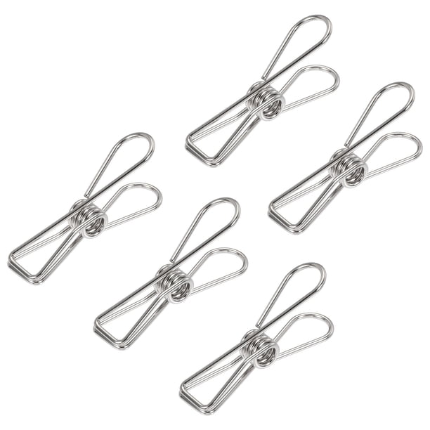 Uxcell Clips de alambre metálico pequeños de 1" multiusos, abrazaderas para bolsas, plata, 45 unidades