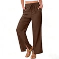 thumbnail image 2 of Diufon Womens Linen Pants Summer Drawstring High Waisted Palazzo Pants with Pockets Casual Wide Leg Trouser, 2 of 11