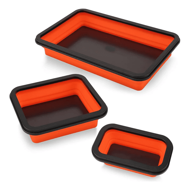 3 Bandejas Charolas Magnéticas Plegable Para Piezas Multiuso Xtellar naranja