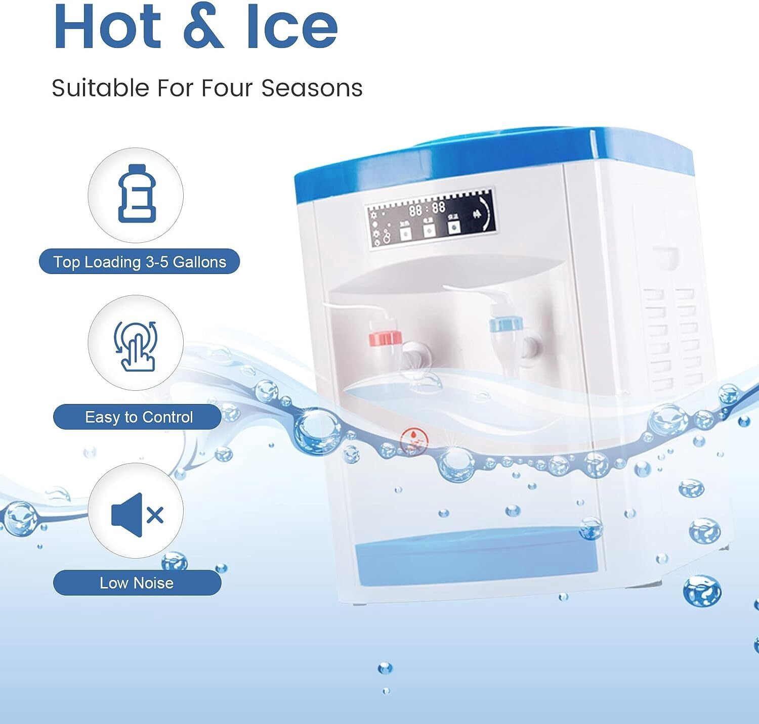 110V 550W Stainless Steel Home Hot/Cold Water Dispenser,Compact Design,3 Indicator Lights.Fits 1.1 - 4.9gal Bottles,Ideal for Bedroom,Office