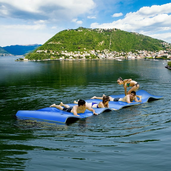 Costway Blue Pool Water Mat Float with 2 Bungee Tethers