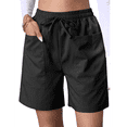 thumbnail image 2 of Omen Casual Shorts Drawstring Comfy Elastic Waist Shorts Summer Pull on Short with Pockets Black XXL, 2 of 7