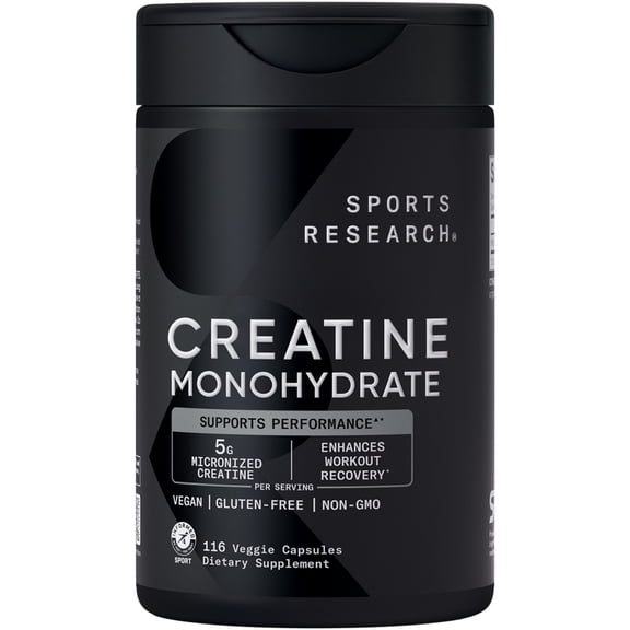 Sports Research Creatine Monohydrate 5000mg (116 veggie capsules)