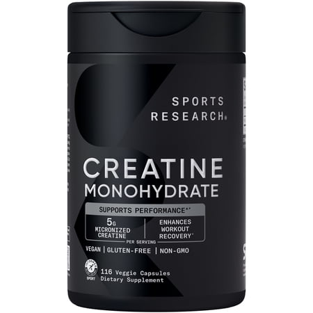 Sports Research Creatine Monohydrate 5000mg (116 veggie capsules)