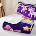 thumbnail image 4 of Erosebridal Kawaii Unicorn Kids Twin Quilt Set,Cute Bowknot Kawaii Stars Rainbow Twin Coverlet Set For Girls,2-Piece, 4 of 7