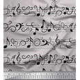 thumbnail image 1 of Soimoi Gray Viscose Chiffon Fabric Notes Musical Instrument Print Fabric by Yard 42 Inch Wide, 1 of 3