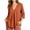 #04 Orange, variant on Women's Pleated Front V Neck Blouse, Relaxed 3/4 Sleeve Shirt, Casual Solid Top for Vacation Work Leisure, Army Green M
