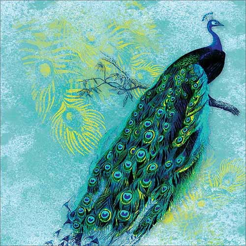 Textured Peacock Painting with Feather Pattern Blue Canvas Art by Pied  Piper Creative