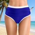 thumbnail image 2 of Women's High Waisted Full Coverage Ruched Bikini Swim Bottoms Color Block Swimwear Tummy Control Swimsuit Bottoms 2026, 2 of 9