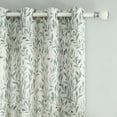 thumbnail image 3 of VOGOL Linen Textured Green Leaves Printed Window Drapes, Country Style Light Filtering Curtains for Bedroom, Grommets, W52"xL63", One Panel, Blue, 3 of 8