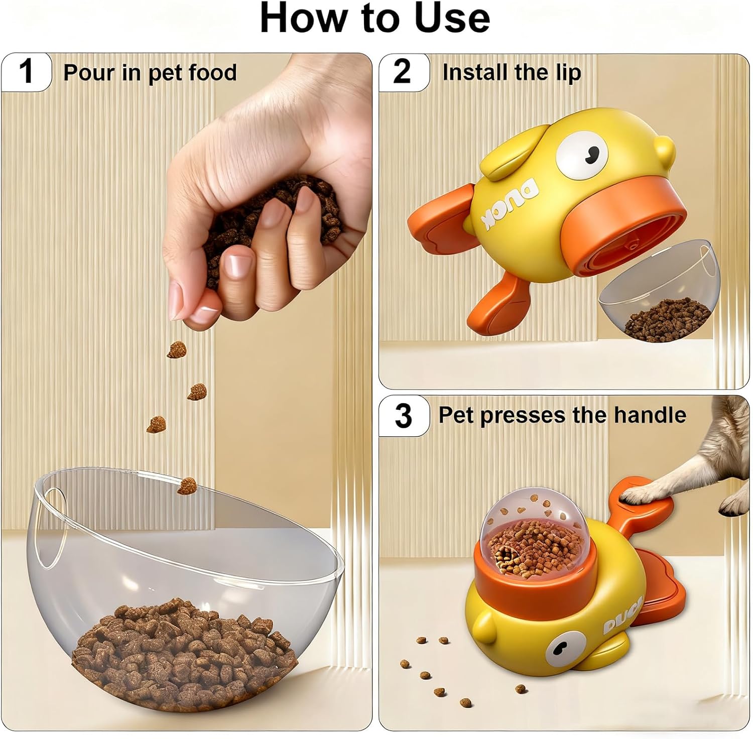 Dog Feeder Puzzle Toy Duck, 2-in-1 Interactive Cat Slow Feeder Toy Treat, The Slow Feeder Puzzle Toy That Helps Prevent Gulping and Bloating