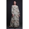 thumbnail image 4 of Bimba Robe Maxi en Georgette Mousse à Imprimé Floral et d'Oiseaux pour Femmes à Manches Longues avec Taille Élastique - Petit, 4 of 5