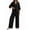 *Black, variant on VBVC Women's 3/4 Sleeve 2 Piece Set,V-Neck Top and Wide Leg Pants For Women, Ladies' Breathable Summer Workwear with Pockets,Black,S-3XL