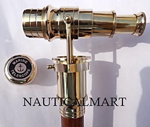 Details about   Nautical Walking Stick In 3 Fold with Solid Brass Hidden Telescope 