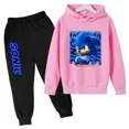 thumbnail image 3 of Conjuntos de ropa para bebés y niñas de Sonic, sudaderas con capucha y pantalones de Sonic, conjunto de 2 piezas, traje de cumpleaños de 4 a 14 años, chándales para niños, 3 of 5