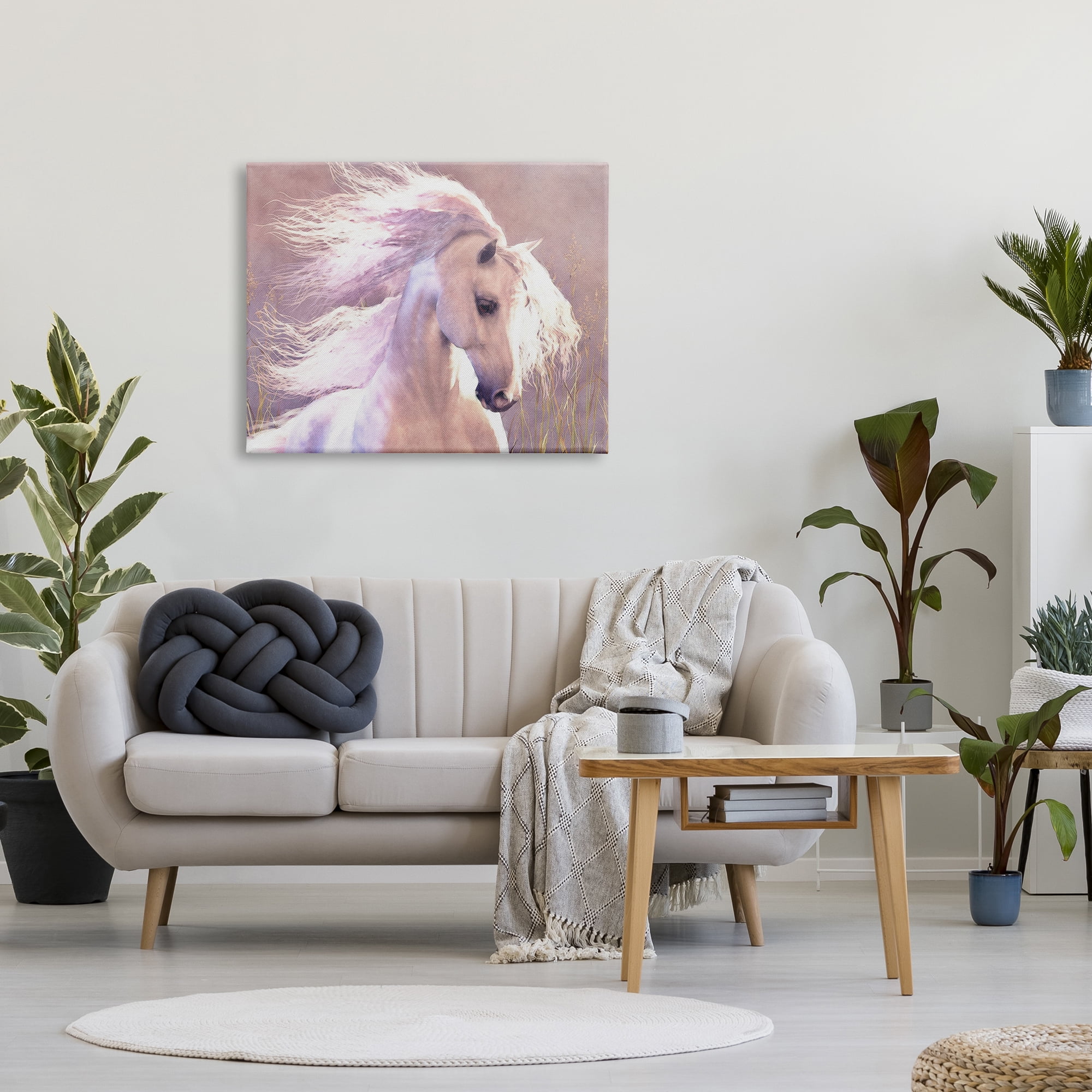 Stupell Industries White Horse in Nature Animals & Insects Painting Gallery Wrapped Canvas Art Print Wall Art, 40 x 30