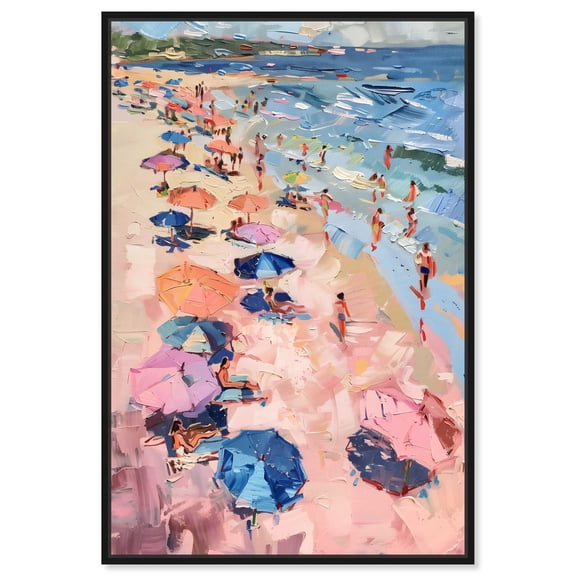 Beach Side Joys Colorful Coastal Wall Art Canvas Wall Art by Art Remedy, Black Floater Frame, 11" x 16"