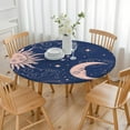 thumbnail image 3 of Celestial Round Elastic Tablecloth - Sun and Moon Astrology Print Waterproof Fitted Table Cover for Outdoor Dining, Windproof Picnic Cloth, 3 of 7