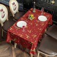thumbnail image 2 of Red Christmas Golden Reindeer Pattern Rectangle Tablecloth 60"x102",Waterproof Polyester Rectangle Table Cloth, Wipeable Spillproof Polyester Tablecloth for Dining, Camping, Indoor and Outdoor, 2 of 6