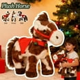 thumbnail image 2 of Horse Stuffed Plush Toy - Christmas Themed with Red Saddle and Jingle Bells, Brown White Spotted Design for Kids' Gifts and Decor, 2 of 5
