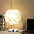 thumbnail image 4 of Creative Feather Table Lamp Silver Pole White Feather Table Lamp Simple Bedroom Lamp Feather Lamp Atmosphere Bedside Table Lamp, 4 of 5