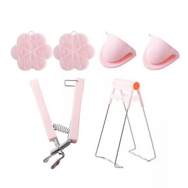 4x 4 Piezas de Utensilios de Cocina Antiescaldaduras, Pinzas de Silicona para Cocinar, Juego de Pinzas para Platos Calientes Y Soporte para Cuencos Y