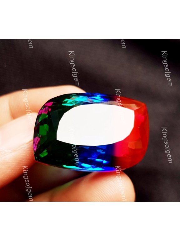 80 Ct Crystal Quartz Gemstone Fancy Cut Doublet Multi Color Stone Lab Grown Loose Gemstone