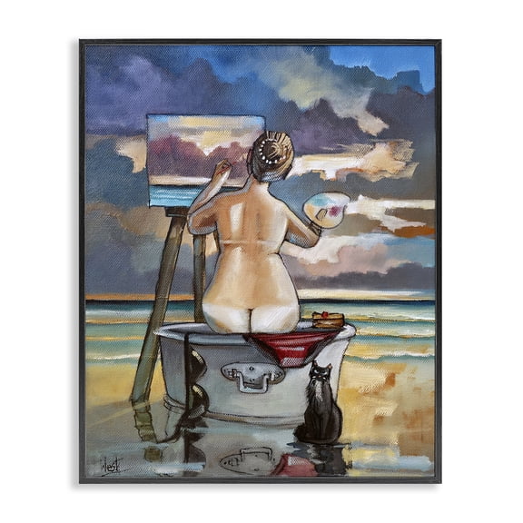 Stupell Industries Painting Up A Storm Black Framed Giclee Art, design by Ronald West