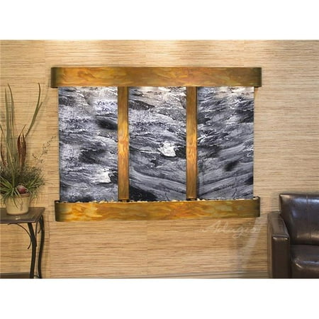 Adagio OFR1007 Olympus Falls-Round-Rustic Copper-Black Spider Marble Wall Fountain