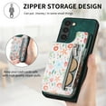 thumbnail image 5 of Allytechgroup Galaxy S24 Plus Case with Card Holder, Floral Series Coin Zipper Pocket Compatible with Car Mount Stand Back Cover Wallet Phone Case for Samsung Galaxy S24 Plus, Green, 5 of 9