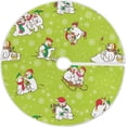 thumbnail image 1 of FMSHPON Snowman On Green BackgroundSnowflakes Xmas Christmas Tree Skirt Stand Mat for Holiday Party Decoration Indoor Outdoor 36 inches, 1 of 6