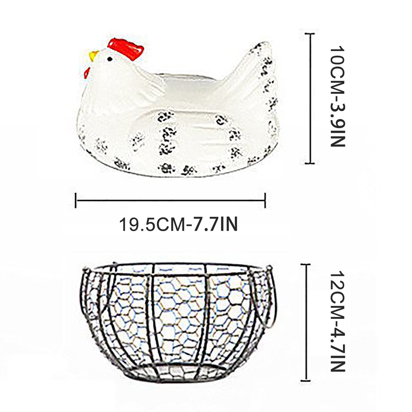 Hen-Shaped Iron Egg Basket, Chicken Egg Holder, Farmhouse Style Storage Container, Hollowed-Out Basket for Potatoes, Garlic, Kitchen Countertop Organizer, Decorative Egg Tray, HAODEJW