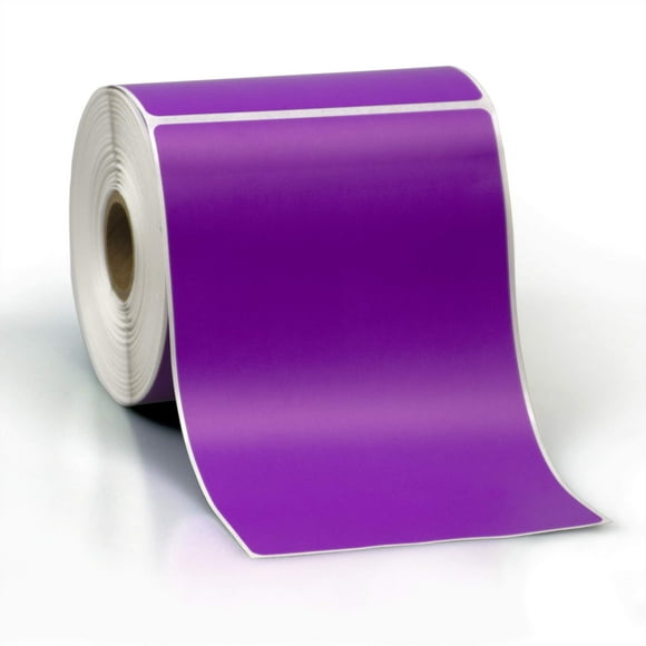 Etiquetas autoadhesivas perforadas térmicas directas, 4 x 6 unidades (moradas, 6 rollos)