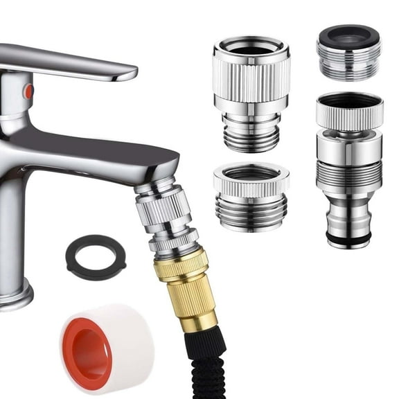 Quanmin Copper Sink Faucet Adapter, Quick-Snap Coupling Type, Garden Connector Converter – for Kitchen/Bathroom/Dishwasher/Washer, for Pet Bathing