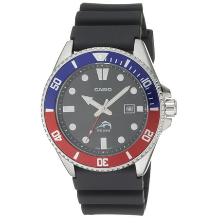 Casio Men's Stainless Steel Quartz Watch with Resin Strap, Black, 26 (Model: MDV-106B-1A2VCF)
