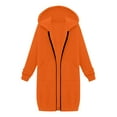 thumbnail image 5 of Mohiass Long Hoodies for Women Zip Up Jacket Oversized Y2K Hoodie Long Sleeve Sweatshirt Fall Jacket Winter Coats with Pockets Orange M, 5 of 6