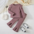 thumbnail image 2 of NIEWTR Toddler Girls Little Girls 2PCS Fall Outfits Long Sleeve Crew Neck Contrast Color Sweatshirt Top Elastic Waist Sweatpants Toddler Girl Outfit For 1t 2t 3t 4t 5t 6t,2-3 Years, 2 of 5